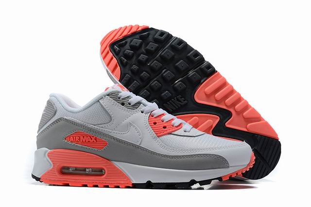 Nike Air Max 90 Men's Shoes White Grey Red-31 - Click Image to Close